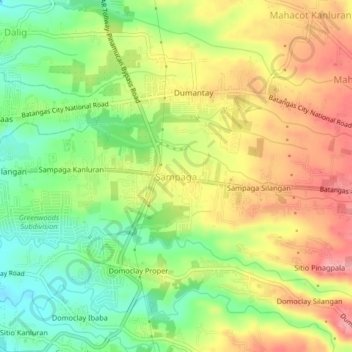 Sampaga地形图、海拔、地势