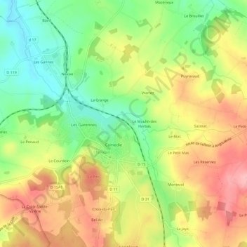 Le Petit-Buisson地形图、海拔、地势