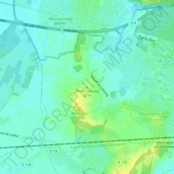 Mont Corbeau地形图、海拔、地势