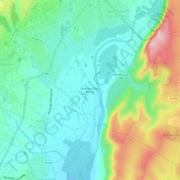 Quartier Saint-Pierre地形图、海拔、地势