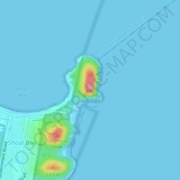 Tomaree地形图、海拔、地势
