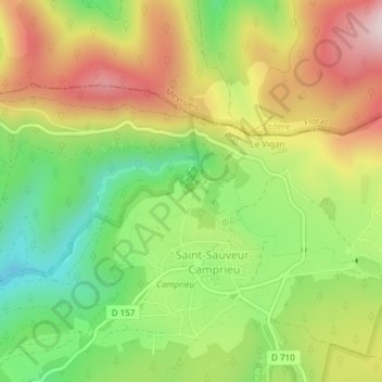 Abîme de Bramabiau地形图、海拔、地势