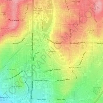Elsmere地形图、海拔、地势
