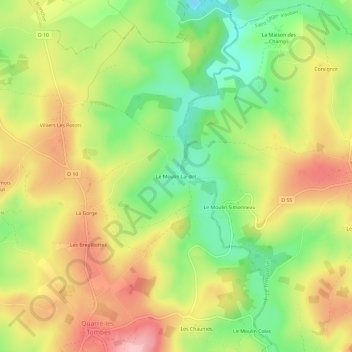 Le Moulin Lardot地形图、海拔、地势