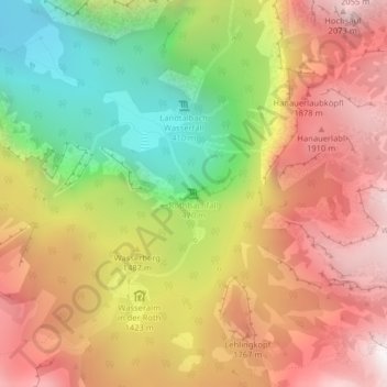 Röthbachfall地形图、海拔、地势