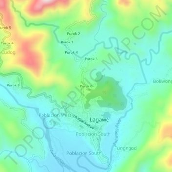 Purok 6地形图、海拔、地势