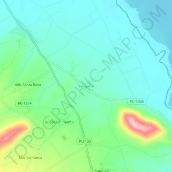 Yanapata地形图、海拔、地势