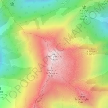 Mont Bellacha地形图、海拔、地势