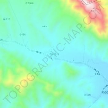 石头营村地形图、海拔、地势