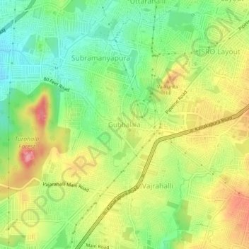 Gubbalala地形图、海拔、地势