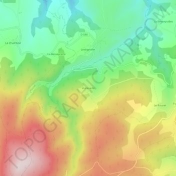 Viallevielle地形图、海拔、地势