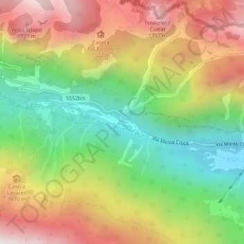 Laghetti di Timau地形图、海拔、地势