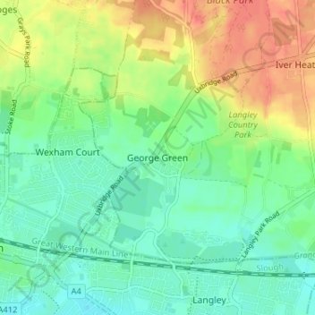 George Green地形图、海拔、地势