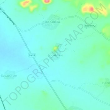 Gonabhavi地形图、海拔、地势