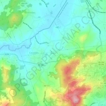 Outiz地形图、海拔、地势