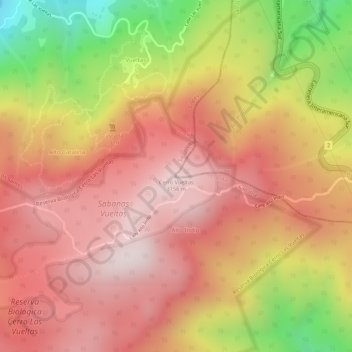 Cerro Vueltas地形图、海拔、地势