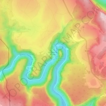 Orbaneja del Castillo地形图、海拔、地势