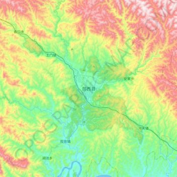 郧西县地形图、海拔、地势
