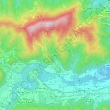San Martino地形图、海拔、地势
