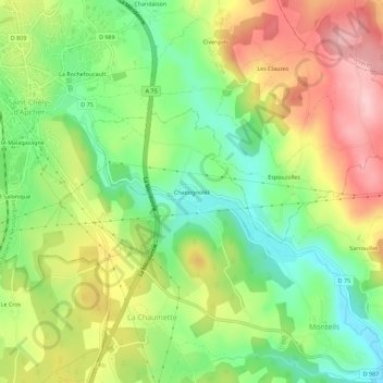 Chassignoles地形图、海拔、地势