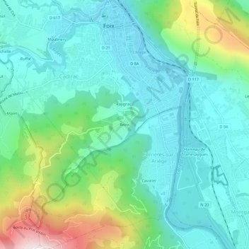 Reins地形图、海拔、地势