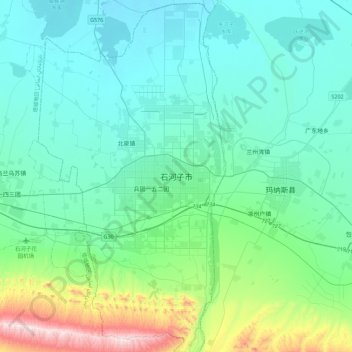 石河子市地形图、海拔、地势