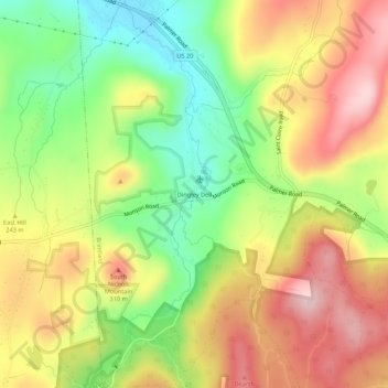 Dingley Dell地形图、海拔、地势
