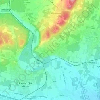 Bornato地形图、海拔、地势