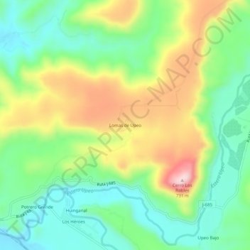 Lomas de Upeo地形图、海拔、地势