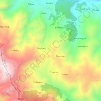 Simpani地形图、海拔、地势