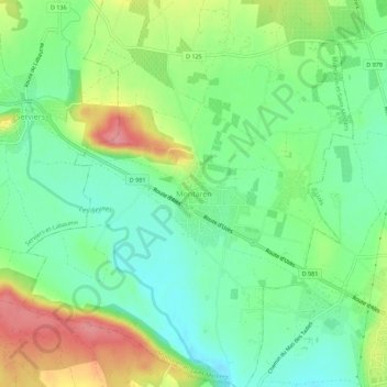 Montaren地形图、海拔、地势
