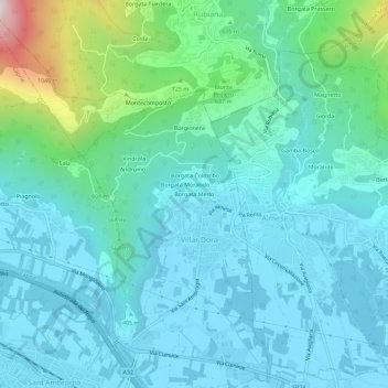 Borgata Merlo地形图、海拔、地势