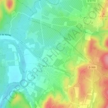Vialat地形图、海拔、地势