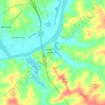 White Branch地形图、海拔、地势