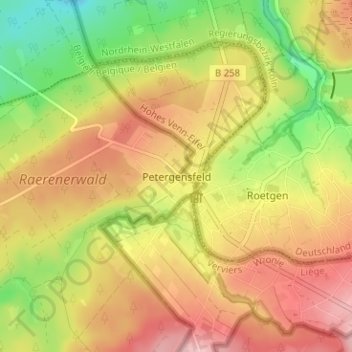 Petergensfeld地形图、海拔、地势