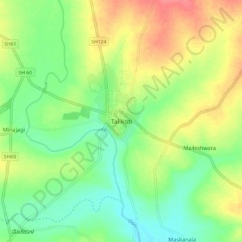 Talikoti地形图、海拔、地势
