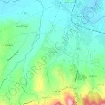 Les Auriols地形图、海拔、地势