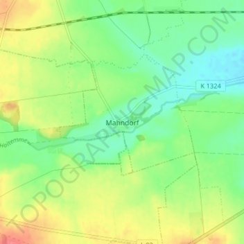 Mahndorf地形图、海拔、地势