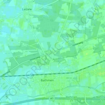 Oude Molen地形图、海拔、地势
