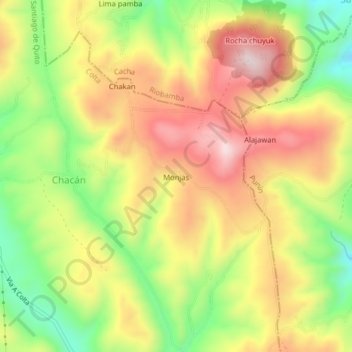 Monjas地形图、海拔、地势