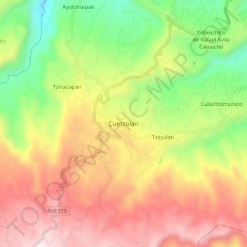 Cuetzalan地形图、海拔、地势