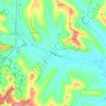 Bettola地形图、海拔、地势