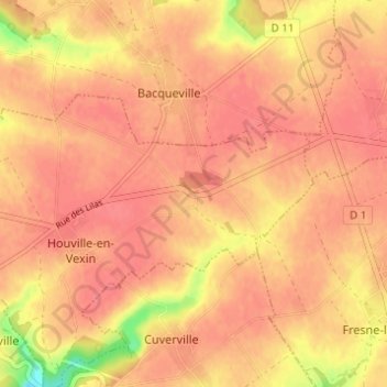 Marcouville地形图、海拔、地势