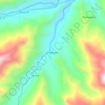 Chaupiyacu地形图、海拔、地势