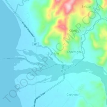 Sta. Ana地形图、海拔、地势