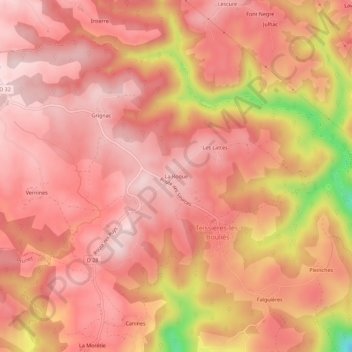 La Roque地形图、海拔、地势