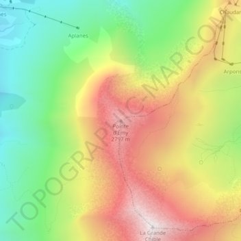 Pointe d'Émy地形图、海拔、地势