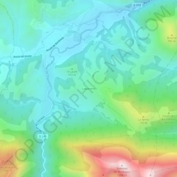 Labarrère地形图、海拔、地势