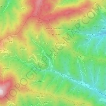 Chesta地形图、海拔、地势