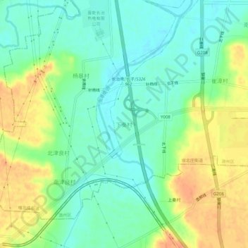 下秦村地形图、海拔、地势